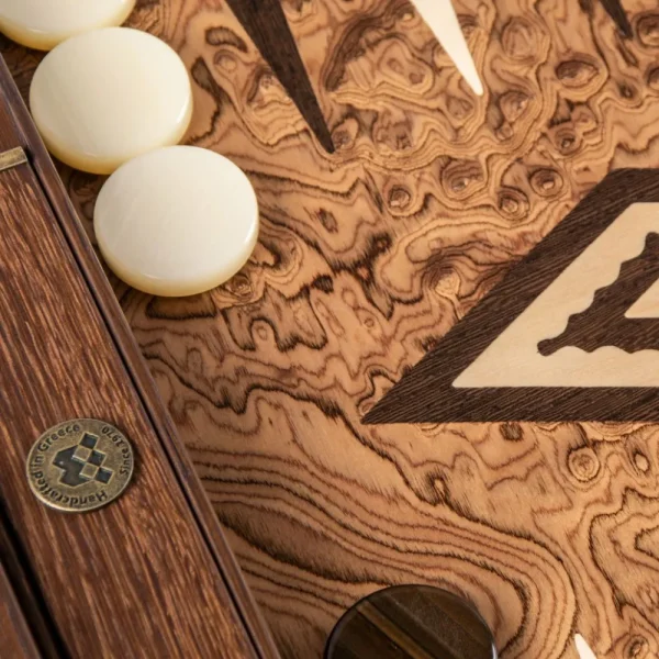 Manopoulou Backgammon: Walnut Burl - Small Shop