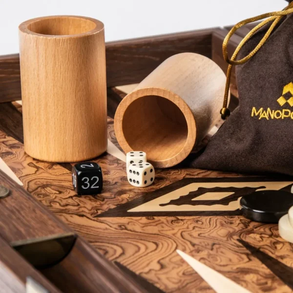 Manopoulou Backgammon: Walnut Burl - Small Shop