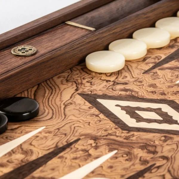 Manopoulou Backgammon: Walnut Burl - Small Shop