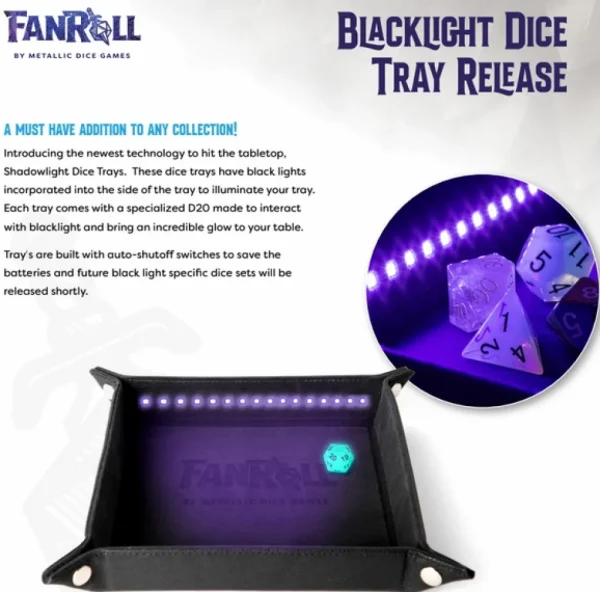Fanroll Blacklight Dice Tray Met D20 Clearance