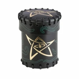 Q Workshop Call Of Cthulhu Black & Green-Golden Leather Dice Cup Clearance