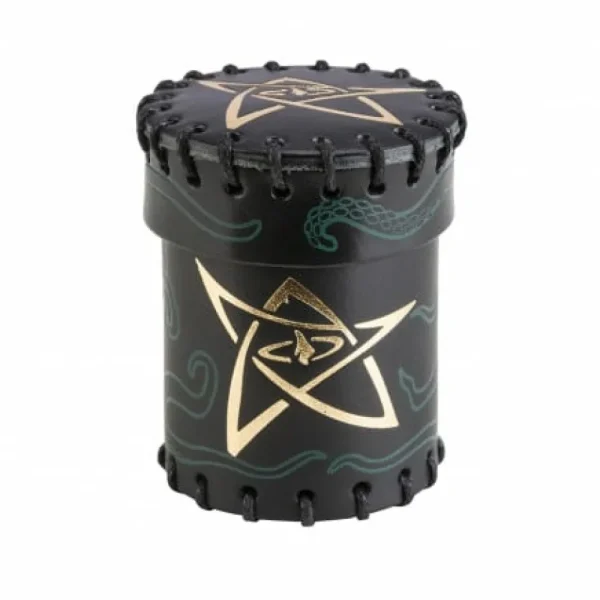 Q Workshop Call Of Cthulhu Black & Green-Golden Leather Dice Cup Clearance