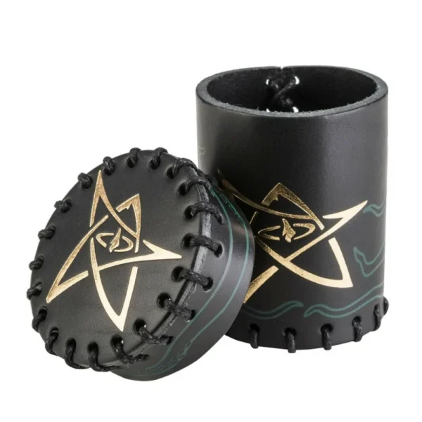 Q Workshop Call Of Cthulhu Black & Green-Golden Leather Dice Cup Clearance