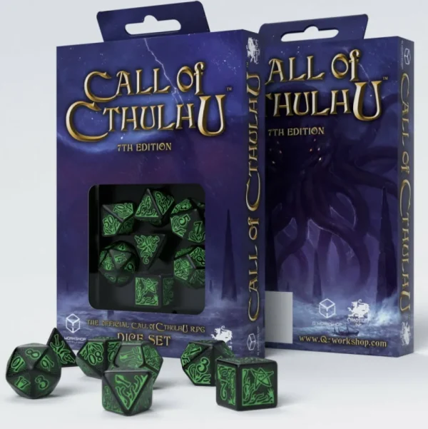 Q Workshop Call Of Cthulhu 7Th Edition Black & Green Dice Set (7) Online