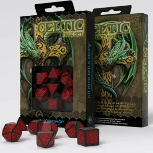 Q Workshop Celtic 3D Revised Black & Red Dice Set (7) Cheap