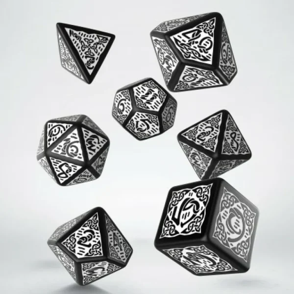 Q Workshop Celtic 3D Revised Black & White Dice Set Hot