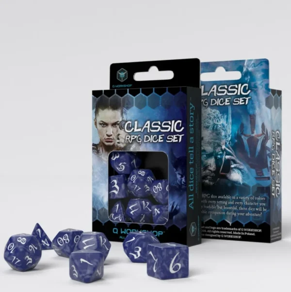 Q Workshop Classic Rpg Cobalt & White Dice Set (7) Sale