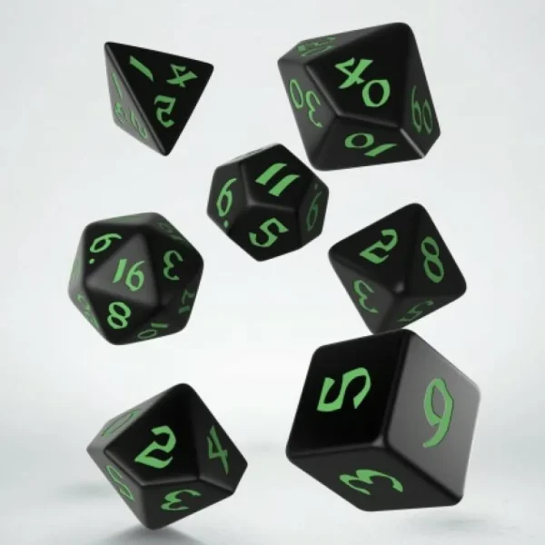 Q Workshop Classic Runic Black & Green Dice Set (7) Hot