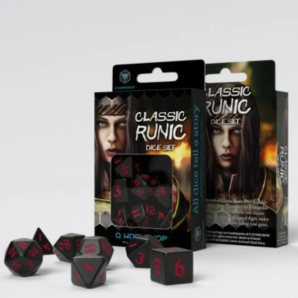 Q Workshop Classic Runic Black & Red Dice Set (7) Online