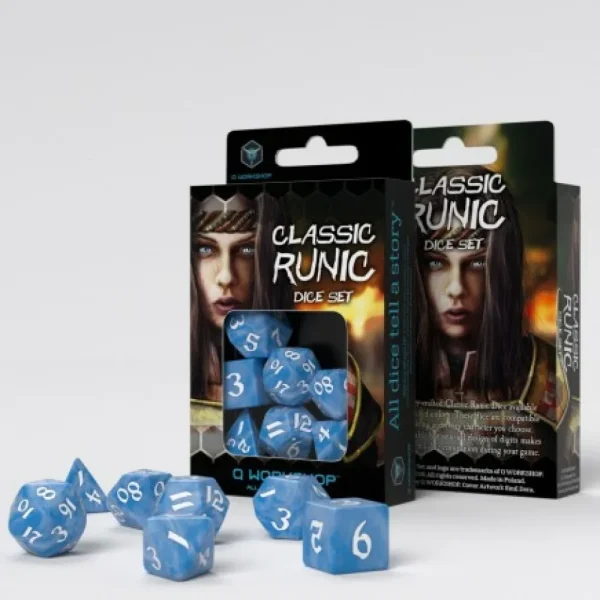 Q Workshop Classic Runic Glacier & White Dice Set (7) Outlet
