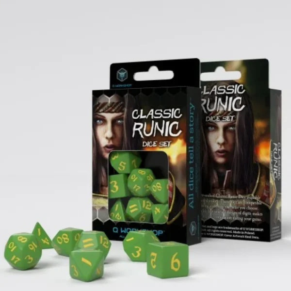 Q Workshop Classic Runic Green & Yellow Dice Set (7) Best