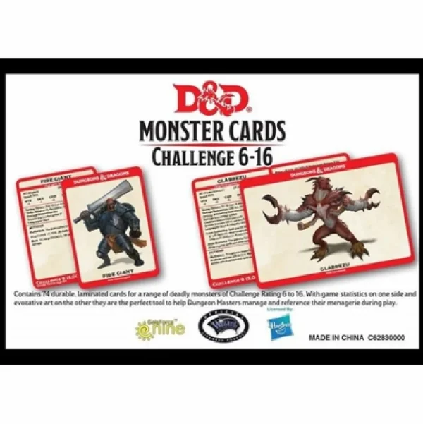 Gale Force 9 D&D Monster Card Deck Levels 6-16 (74 Cards) New