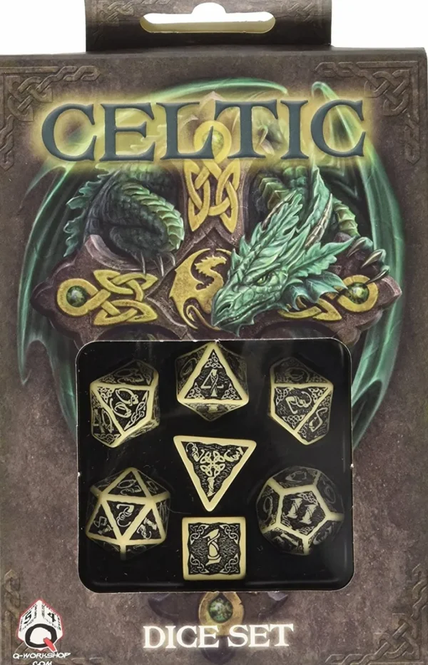 Q-Workshop Dice Set Celtic - Revised Beige & Black Flash Sale
