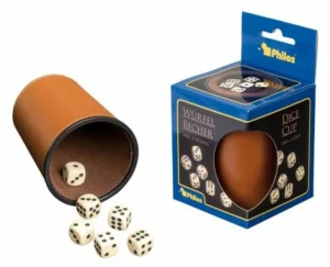 Philos Dobbelbeker Kunstleer (Incl. 6 Dobbelstenen) Outlet