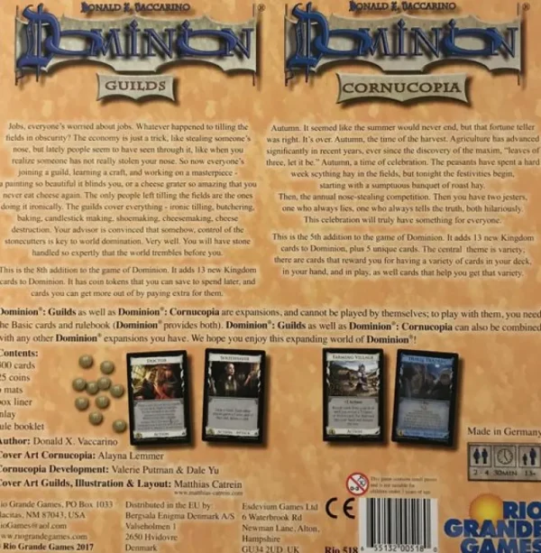 Rio Grande Games Dominion Guilds & Cornucopia New