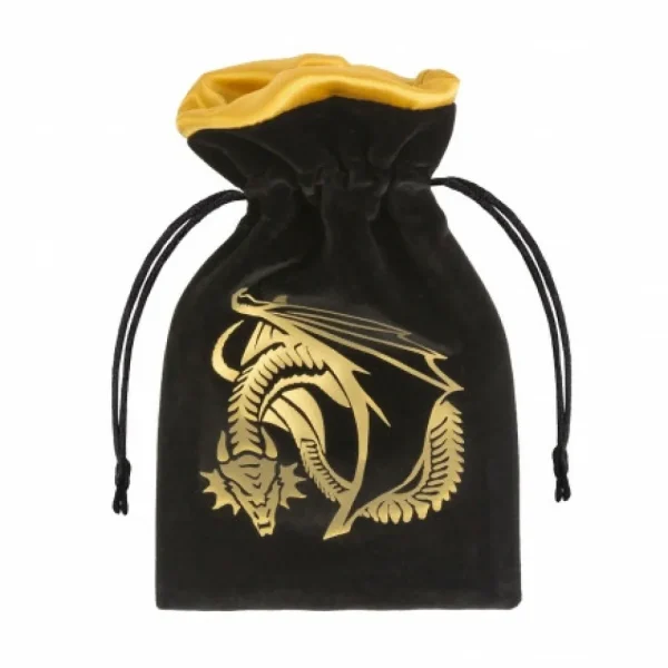 Q Workshop Dragon Black & Golden Velour Dice Bag Best Sale
