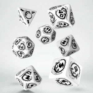 Q Workshop Dragons White & Black Dice Set (7) Cheap