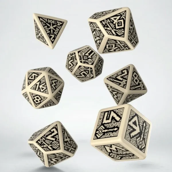 Q Workshop Dwarven Beige & Black Dice Set (7) Store