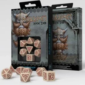 Q Workshop Dwarven Beige & Burgundy Dice Set (7) Cheap