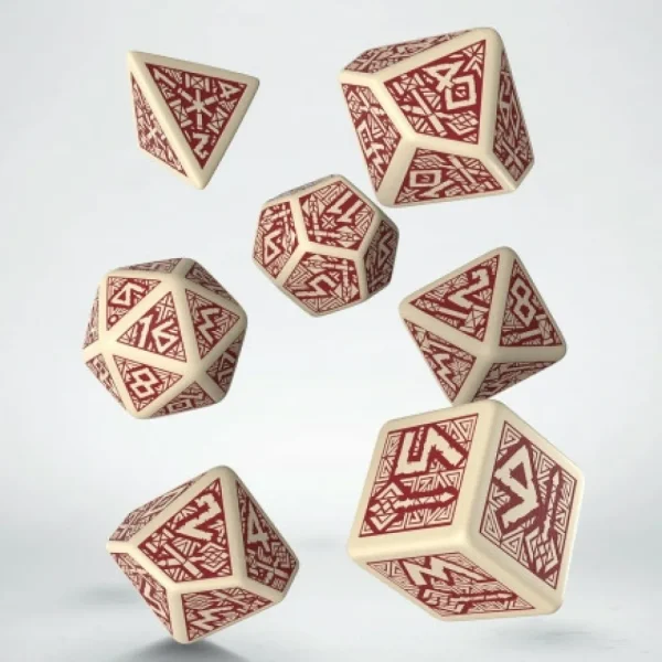 Q Workshop Dwarven Beige & Burgundy Dice Set (7) Cheap