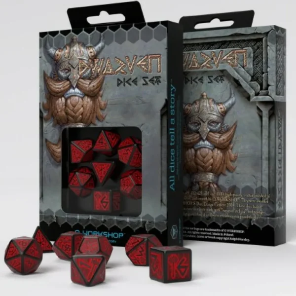 Q Workshop Dwarven Black & Red Dice Set (7) Discount