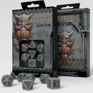 Q Workshop Dwarven Gray & Black Dice Set (7) Sale