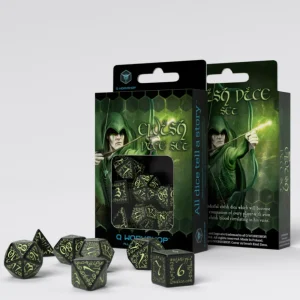 Q Workshop Elvish Black & Glow-In-The-Dark Dice Set (7) Clearance