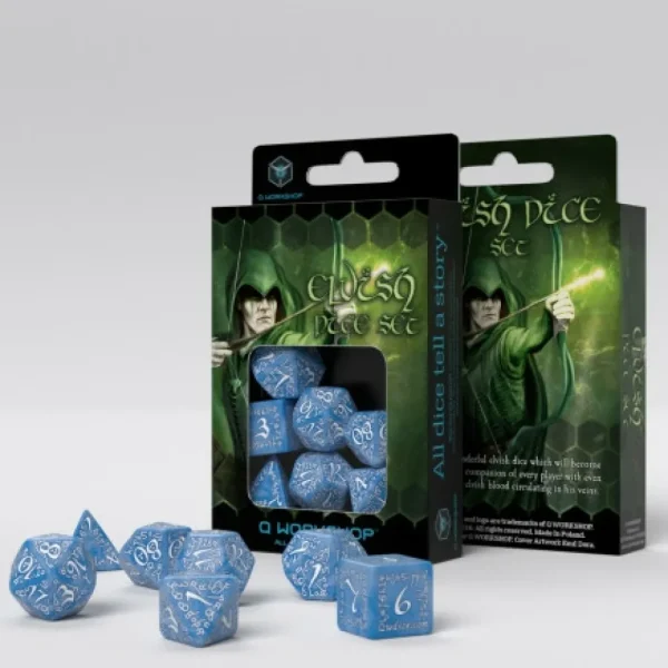 Q Workshop Elvish Glacier & White Dice Set (7) Cheap