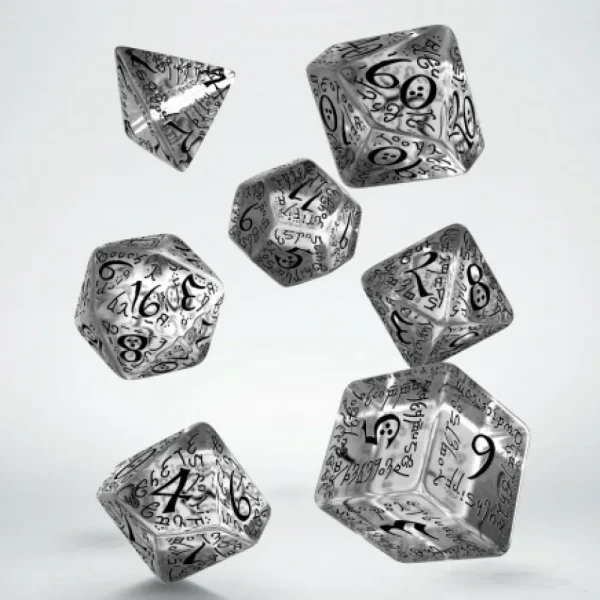 Q Workshop Elvish Translucent & Black Dice Set (7) Fashion