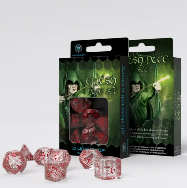 Q Workshop Elvish Translucent & Red Dice Set (7) Online