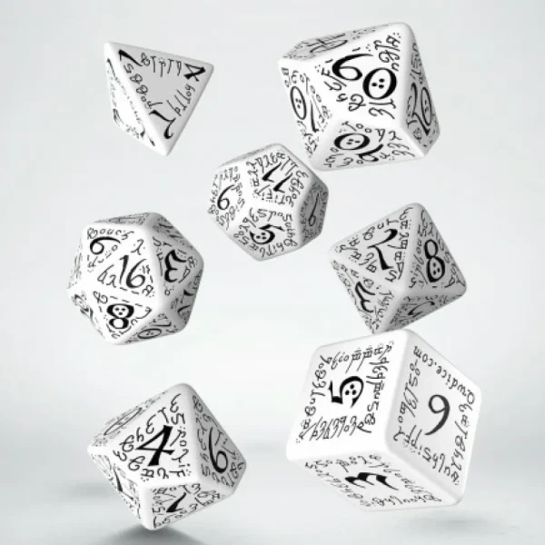 Q Workshop Elvish White & Black Dice Set (7) Clearance