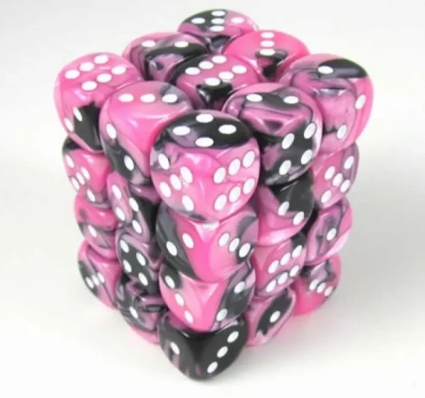 Chessex Gemini Black-Pink/White D6 12Mm Dobbelsteen Set (36 Stuks) Discount