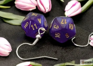 Chessex Hook Earrings Borealis Royal Purple Mini-Poly D20 Outlet