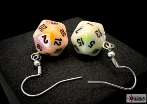 Chessex Hook Earrings Festive Circus Mini-Poly D20 Best Sale