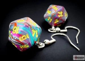 Chessex Hook Earrings Festive Mosaic Mini-Poly D20 Cheap