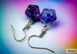Chessex Hook Earrings Nebula Nocturnal Mini-Poly D20 Best Sale