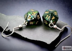 Chessex Hook Earrings Scarab Jade Mini-Poly D20 Best