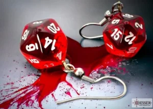 Chessex Hook Earrings Translucent Red Mini-Poly D20 Best
