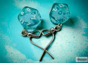 Chessex Hook Earrings Translucent Teal Mini-Poly D20 Best