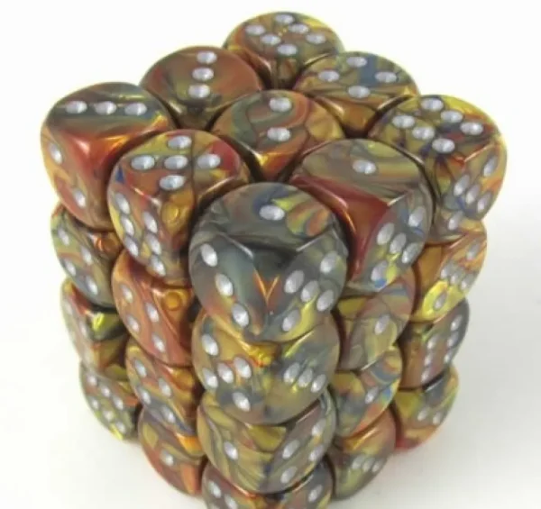 Chessex Lustrous Gold/Silver D6 12Mm Dobbelsteen Set (36 Stuks) Clearance
