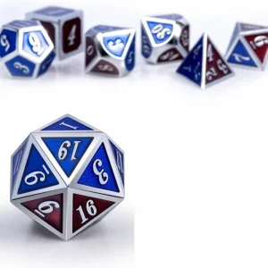 Dice Habit Metal & Enamel Dice Set - Burgundy & Blue New