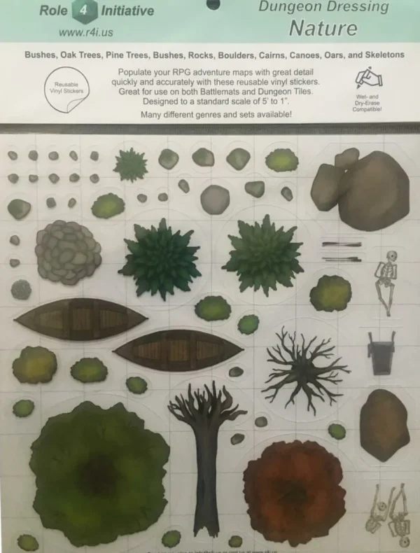 Role 4 Initiative Nature: Dungeon Dressing: Dry Erase Vinyl Stickers New