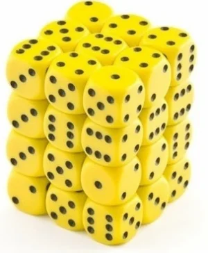 Chessex Opaque Yellow/Black D6 12Mm Dobbelsteen Set (36 Stuks) Best