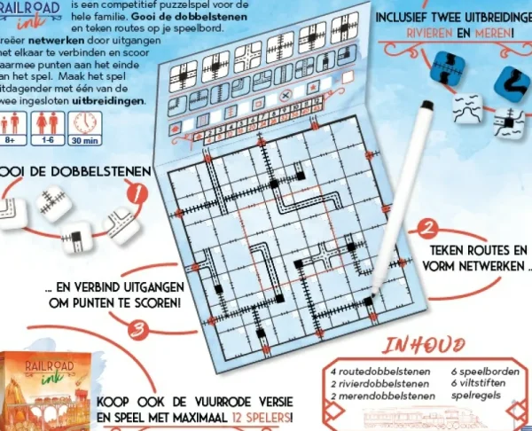 White Goblin Games Railroad Ink (Diepblauwe Versie) - Dobbelspel Store