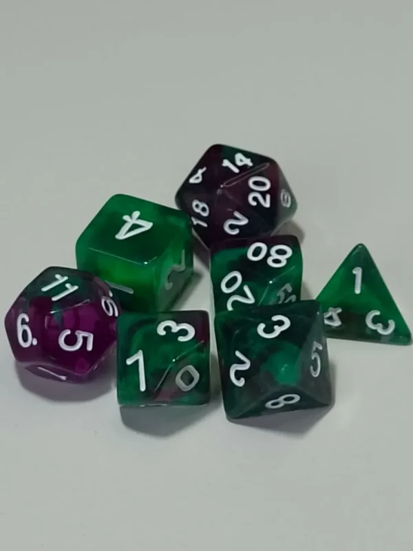 Spellehuis Rpg Dice Set (7) Double Transparant Groen/Paars Hot