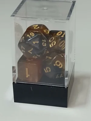 Spellehuis Rpg Dice Set (7) Double Transparant Zwart/Koper Glitter Hot