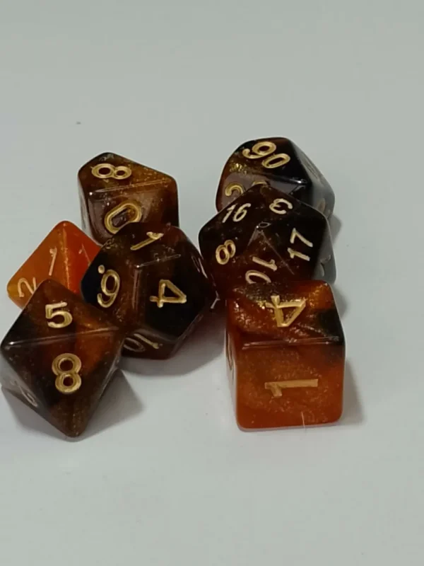 Spellehuis Rpg Dice Set (7) Double Transparant Zwart/Koper Glitter Hot