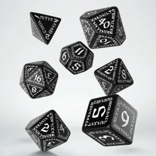 Q Workshop Runic Black & White Dice Set (7) Flash Sale