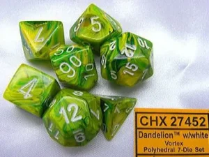 Chessex Signature Vortex Dandelion W/White Polydice Set Cheap