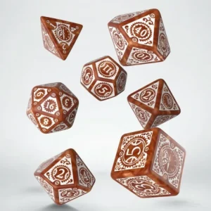 Q Workshop Steampunk Clockwork Caramel & White Dice Set (7) Best Sale